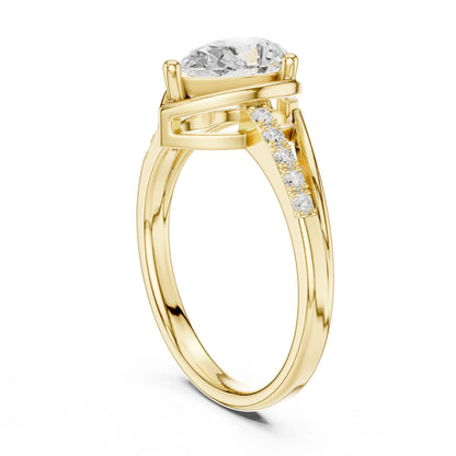 Pear Lab Grown Diamond Side-Stone Engagement Ring