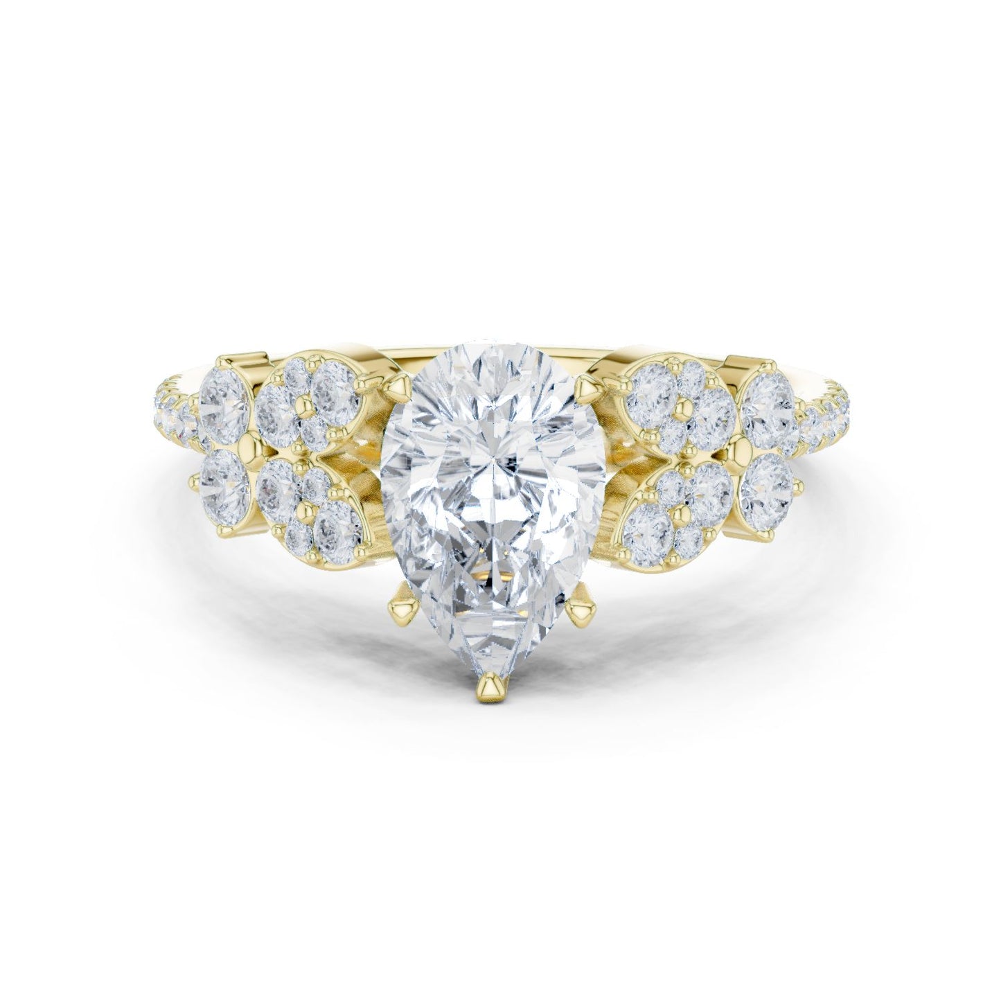 Pear Lab Grown Diamond Side-Stone Engagement Ring