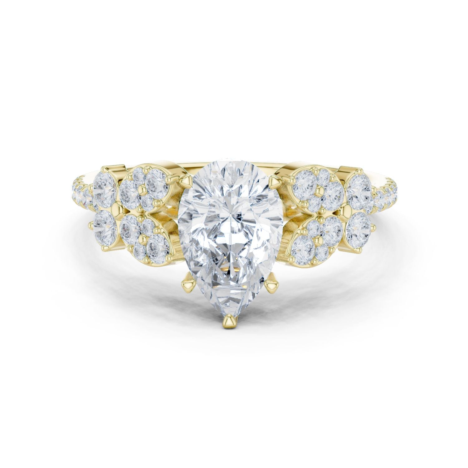 Pear Lab Grown Diamond Side-Stone Engagement Ring