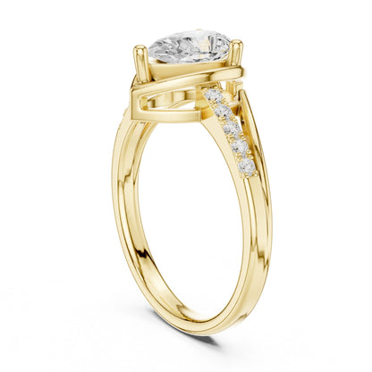 Pear Lab Grown Diamond Side-Stone Engagement Ring