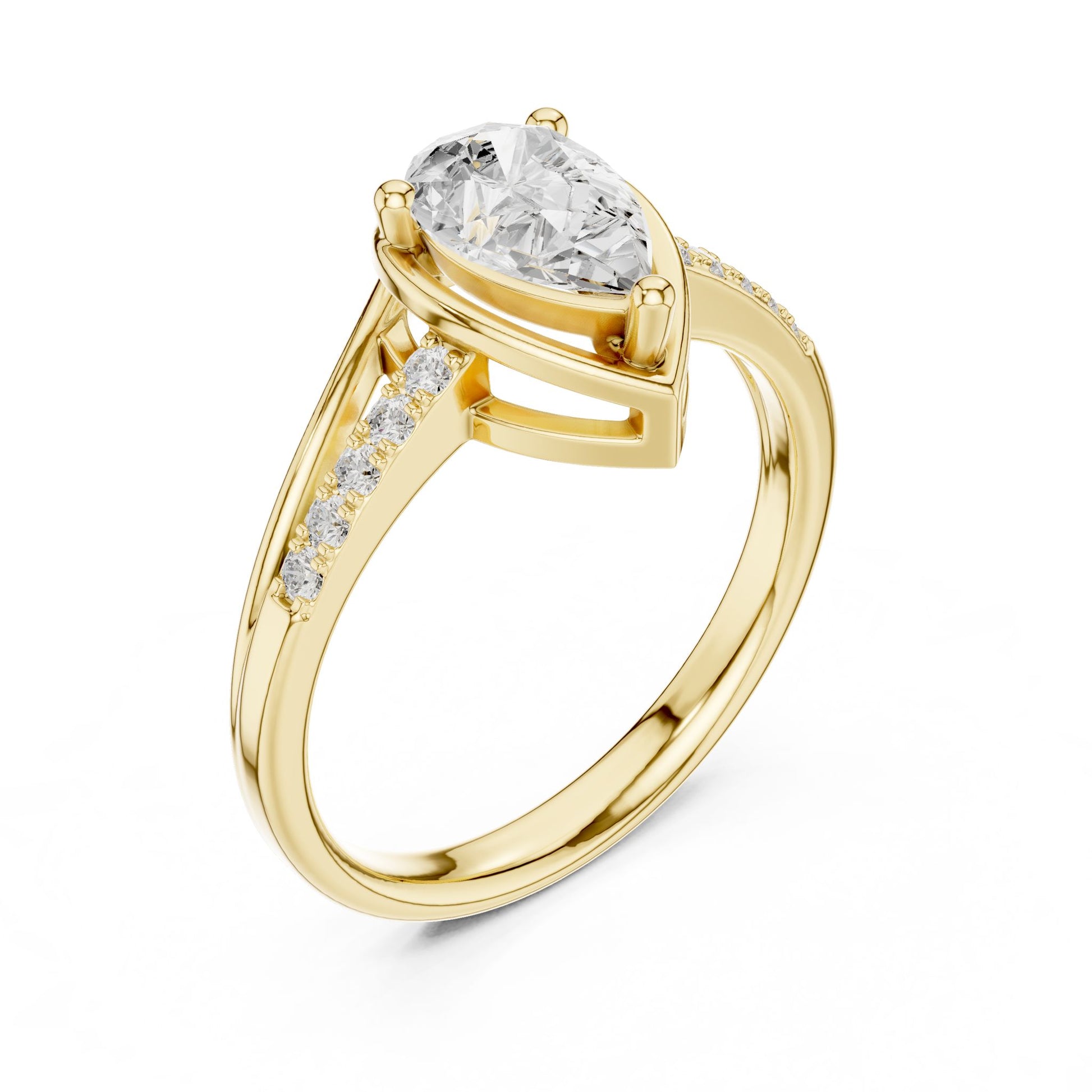 Pear Lab Grown Diamond Side-Stone Engagement Ring