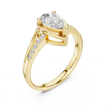 Pear Lab Grown Diamond Side-Stone Engagement Ring