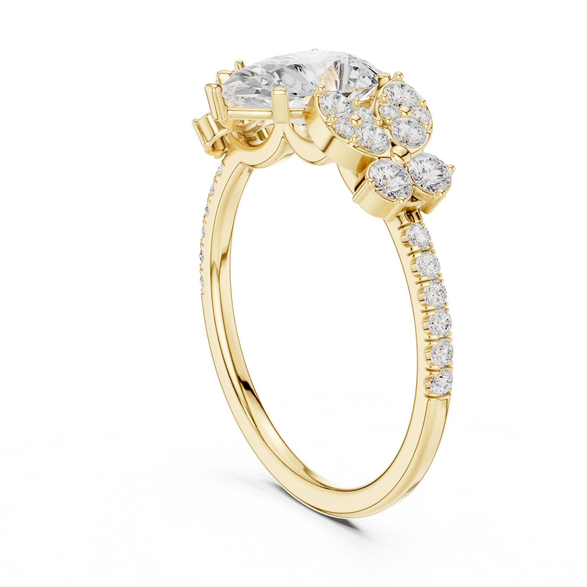 Pear Lab Grown Diamond Side-Stone Engagement Ring