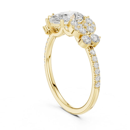 Pear Lab Grown Diamond Side-Stone Engagement Ring