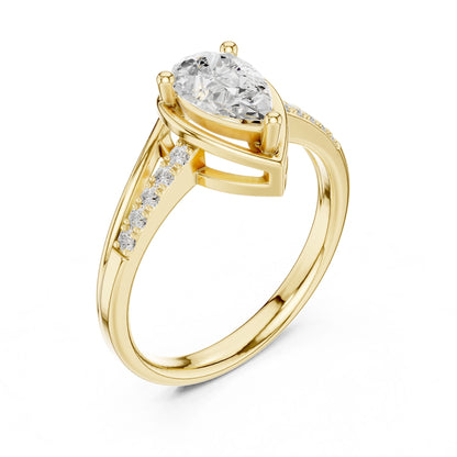 Pear Lab Grown Diamond Side-Stone Engagement Ring