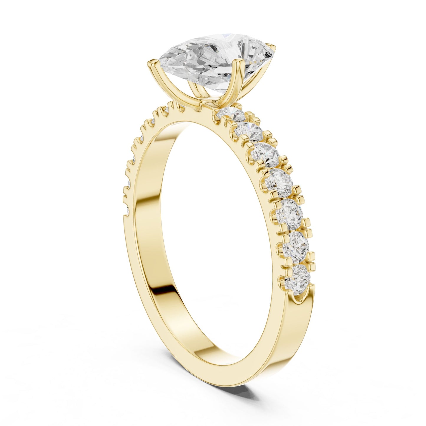 Pear Lab Grown Diamond Side-Stone Engagement Ring