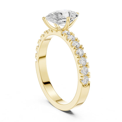 Pear Lab Grown Diamond Side-Stone Engagement Ring