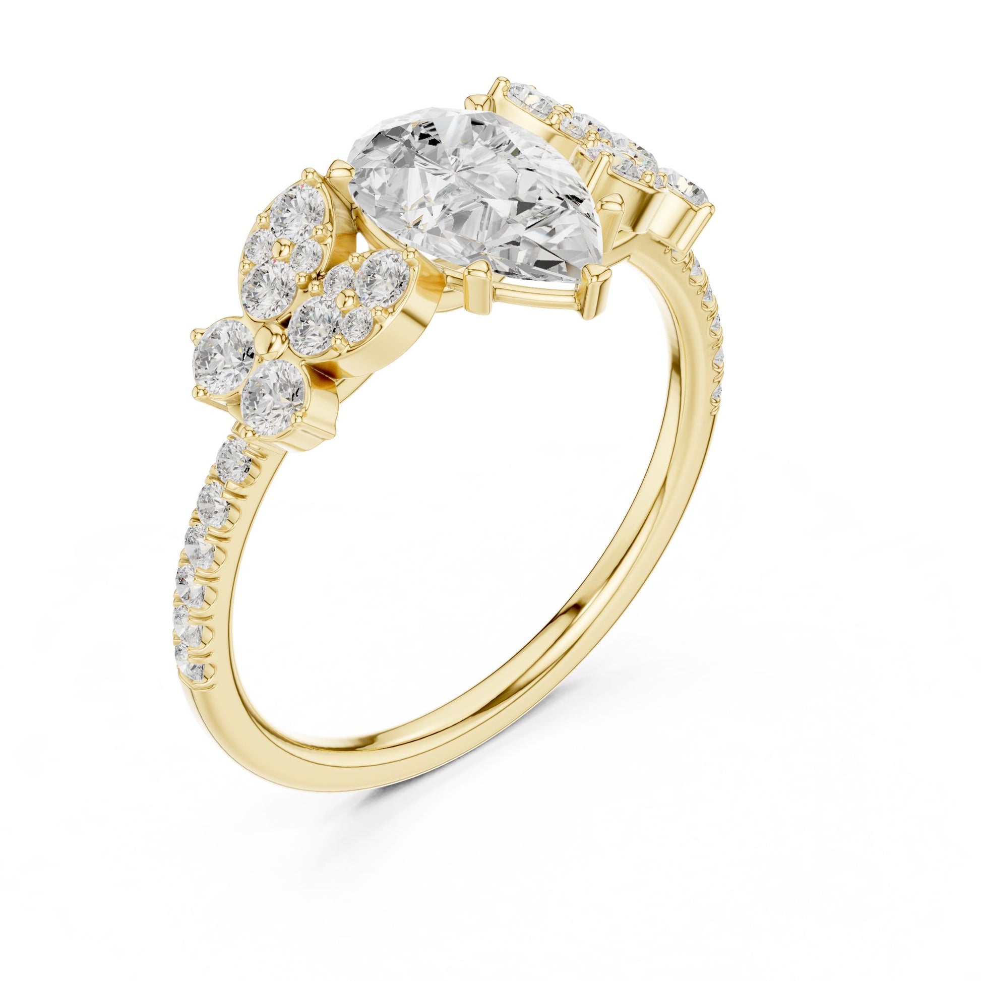 Pear Lab Grown Diamond Side-Stone Engagement Ring