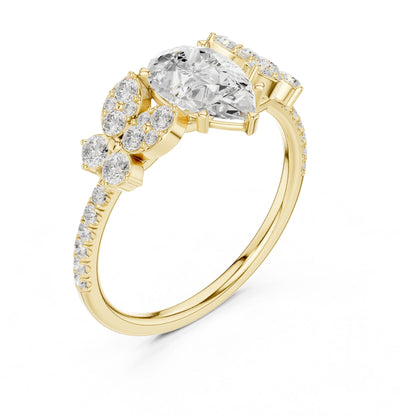 Pear Lab Grown Diamond Side-Stone Engagement Ring