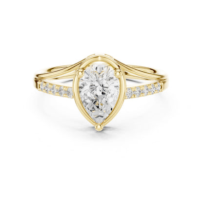 Pear Lab Grown Diamond Side-Stone Engagement Ring