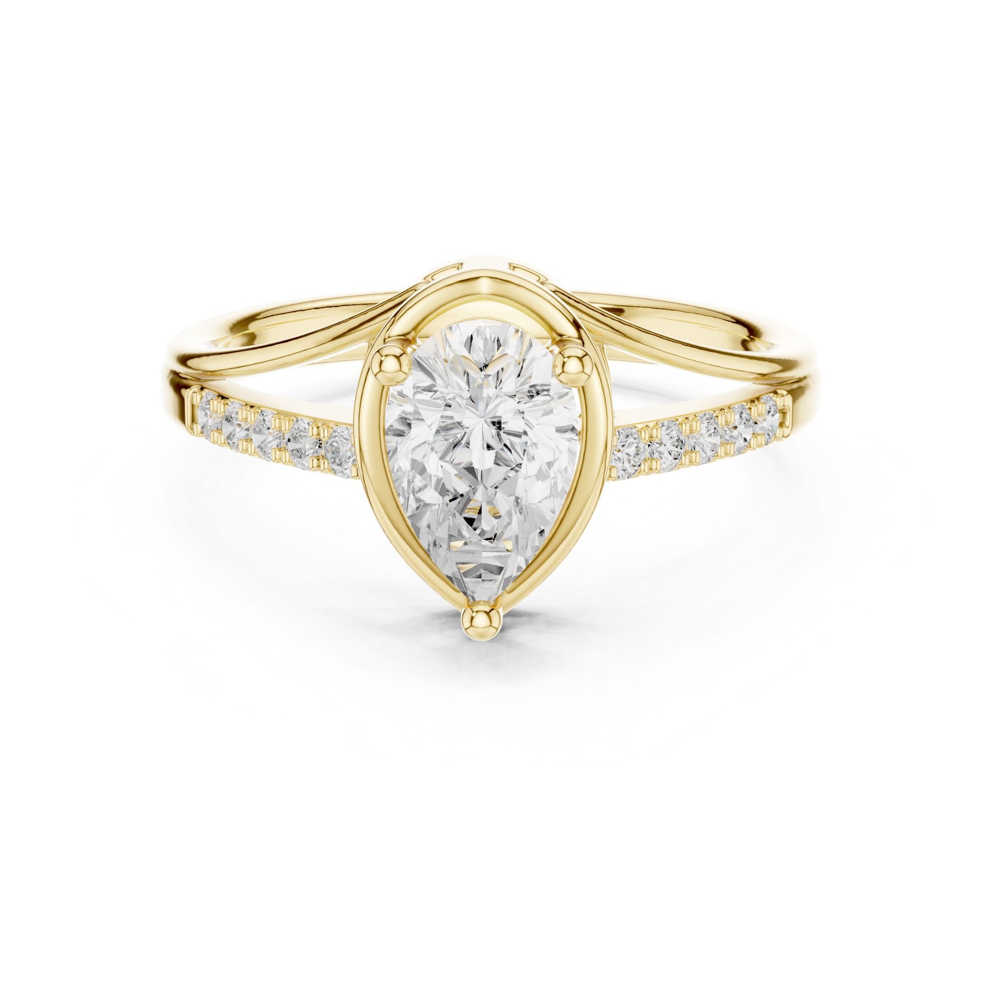 Pear Lab Grown Diamond Side-Stone Engagement Ring
