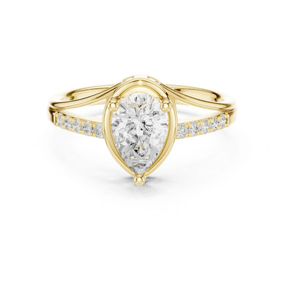 Pear Lab Grown Diamond Side-Stone Engagement Ring