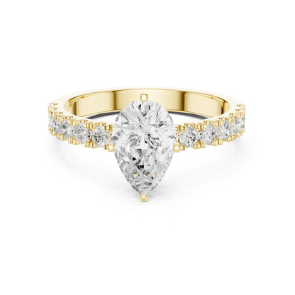 Pear Lab Grown Diamond Side-Stone Engagement Ring