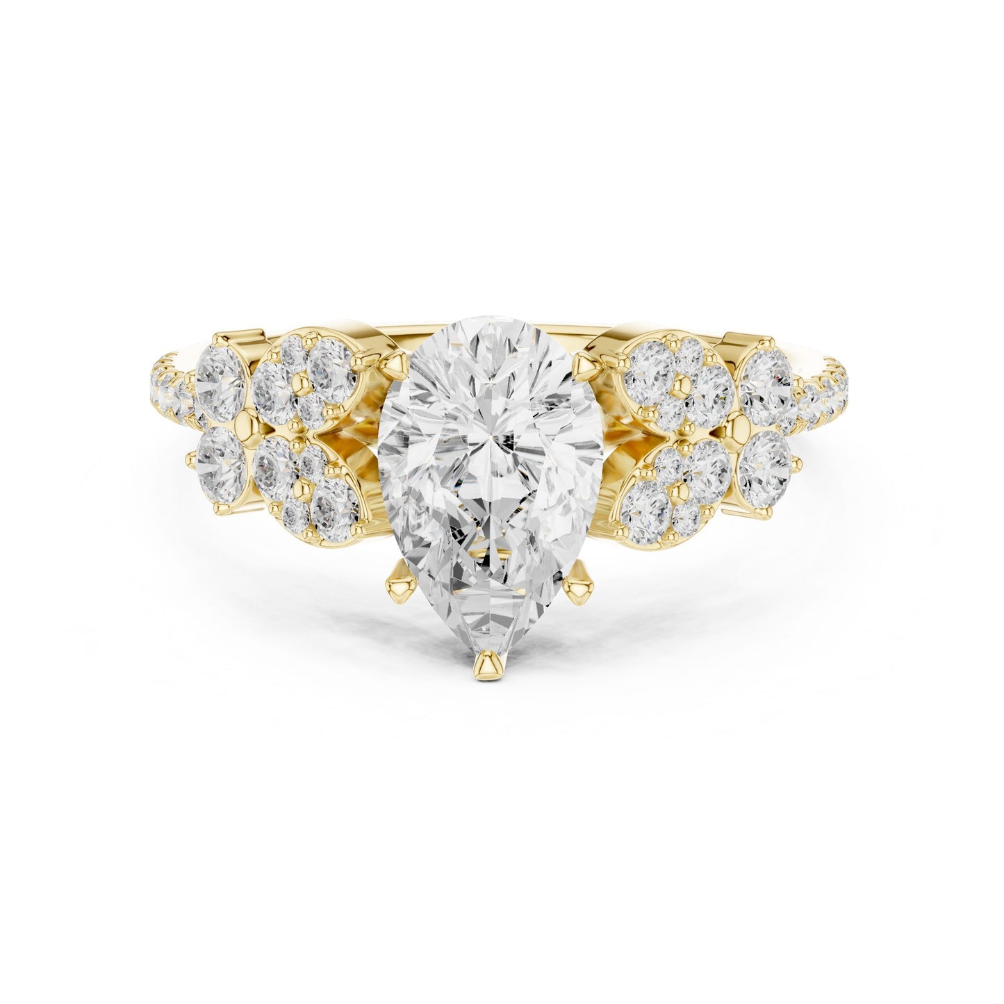 Pear Lab Grown Diamond Side-Stone Engagement Ring
