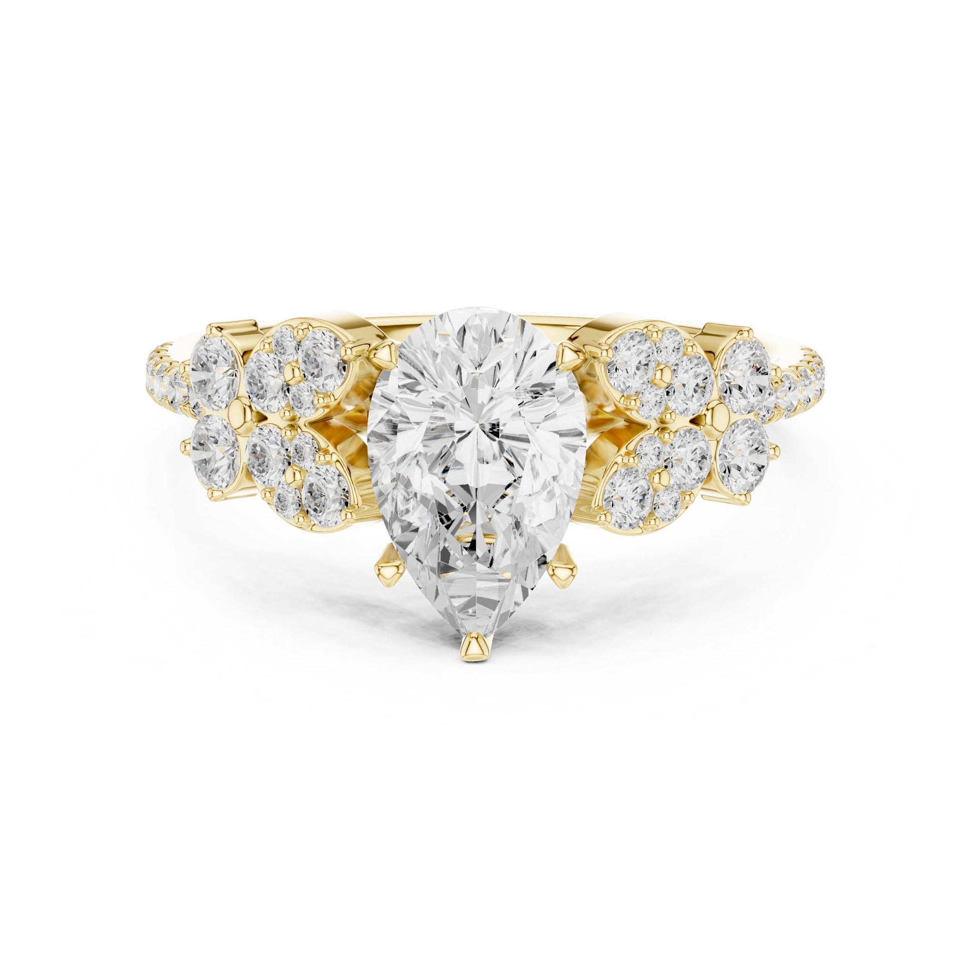 Pear Lab Grown Diamond Side-Stone Engagement Ring
