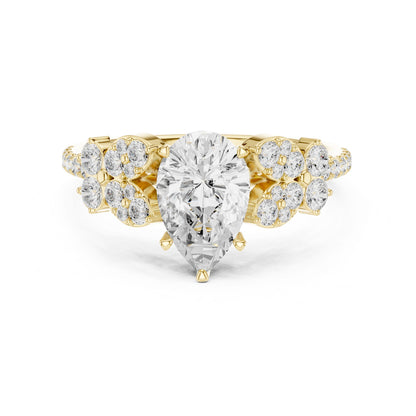 Pear Lab Grown Diamond Side-Stone Engagement Ring