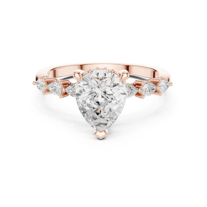 Pear Lab Grown Diamond Side-Stone Engagement Ring