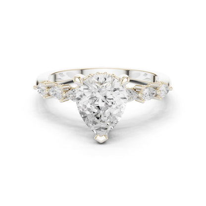 Pear Lab Grown Diamond Side-Stone Engagement Ring