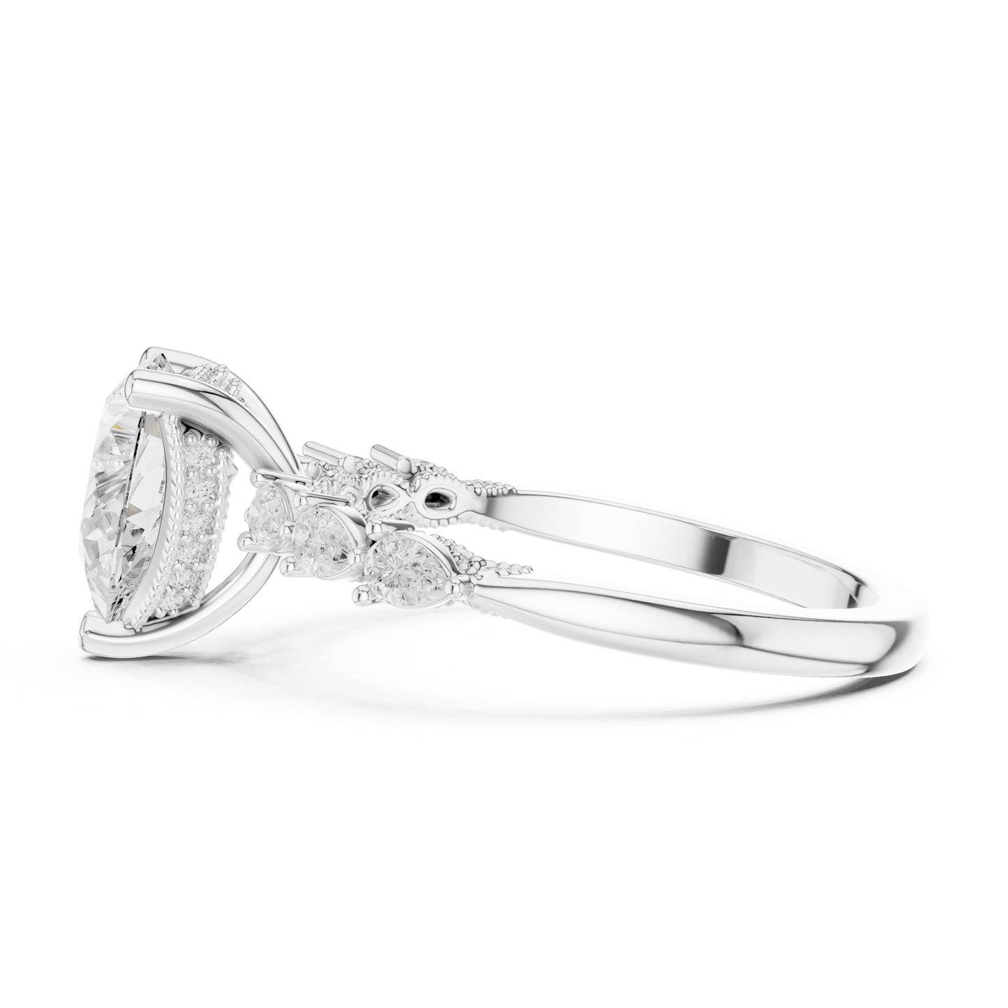 Pear Lab Grown Diamond Side-Stone Engagement Ring