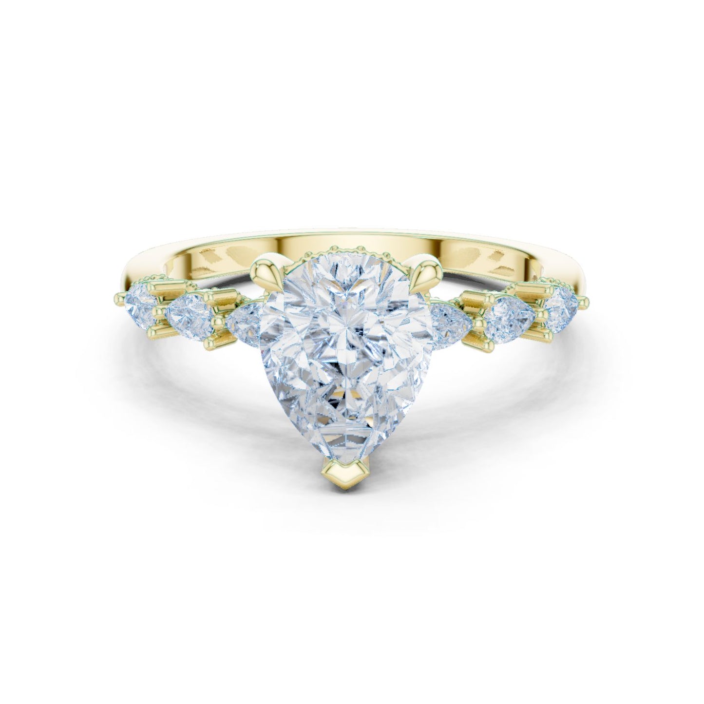 Pear Lab Grown Diamond Side-Stone Engagement Ring