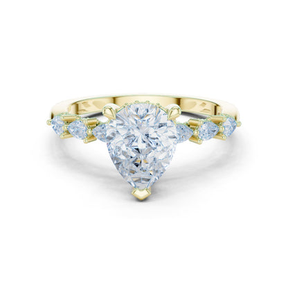 Pear Lab Grown Diamond Side-Stone Engagement Ring