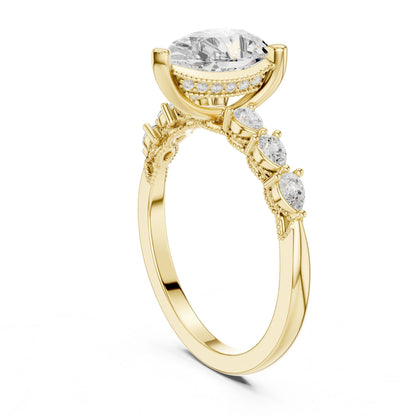 Pear Lab Grown Diamond Side-Stone Engagement Ring