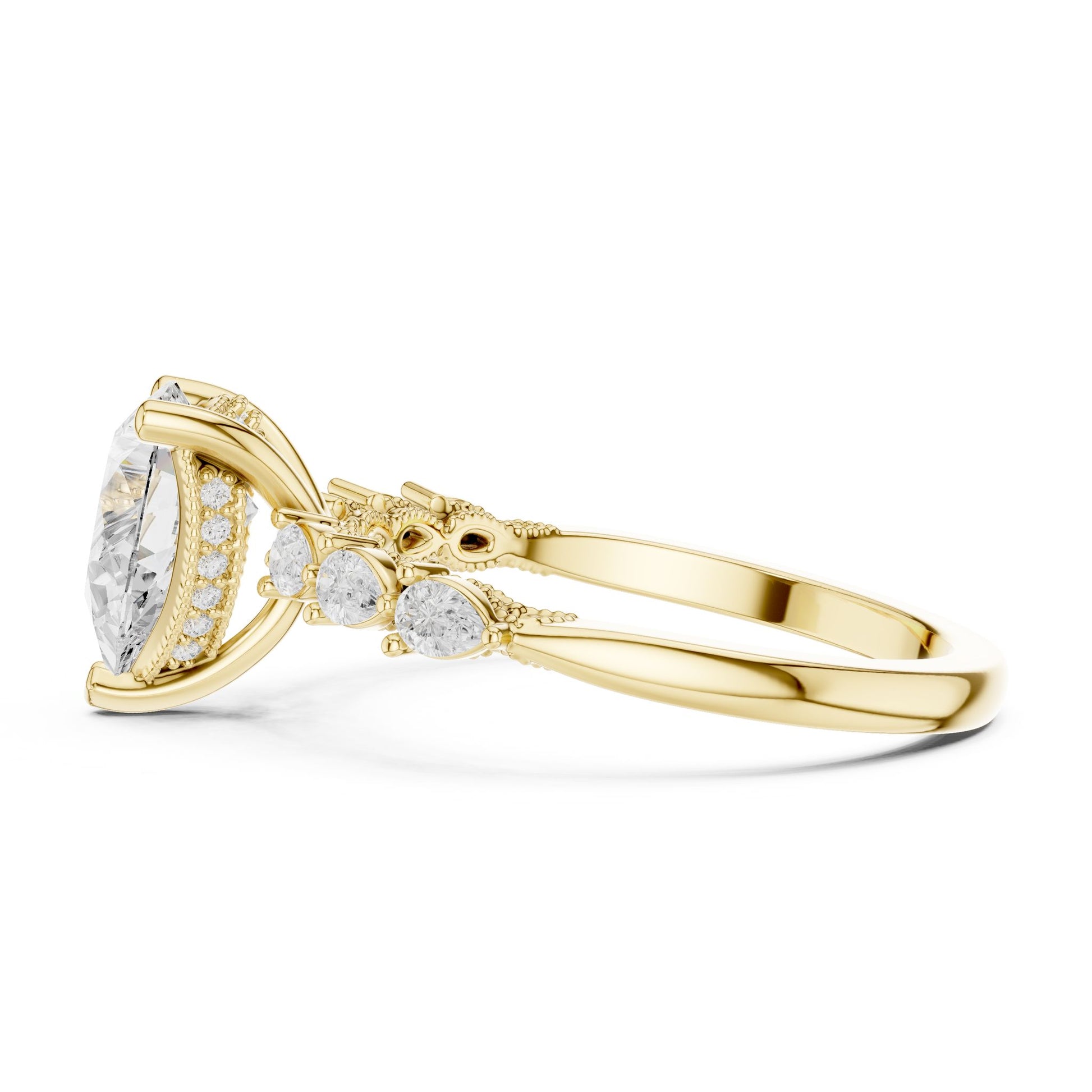 Pear Lab Grown Diamond Side-Stone Engagement Ring