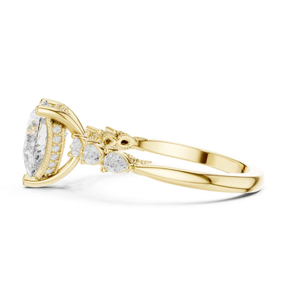 Pear Lab Grown Diamond Side-Stone Engagement Ring
