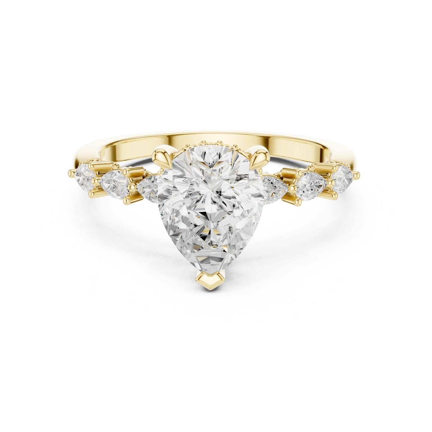 Pear Lab Grown Diamond Side-Stone Engagement Ring
