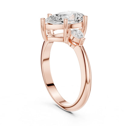 Pear Lab Grown Diamond Three-Stone Engagement Ring