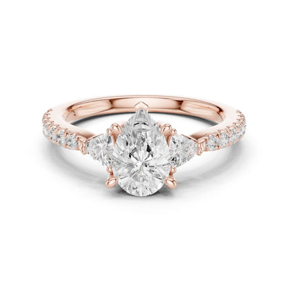 Pear Lab Grown Diamond Three-Stone Engagement Ring