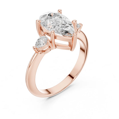 Pear Lab Grown Diamond Three-Stone Engagement Ring