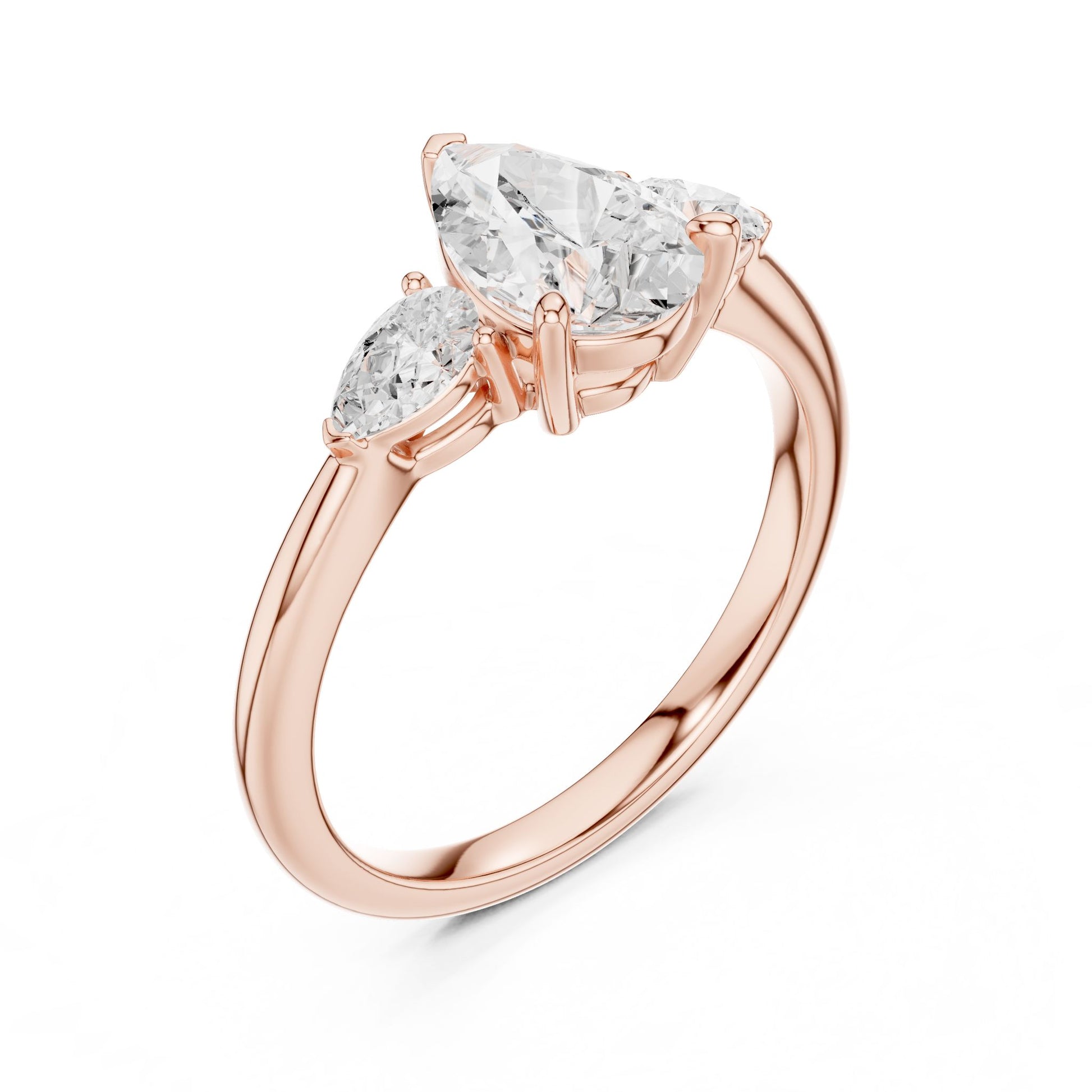Pear Lab Grown Diamond Three-Stone Engagement Ring