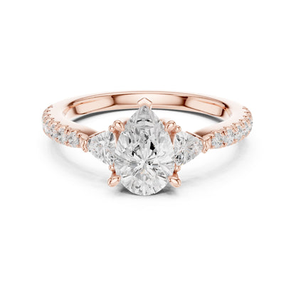 Pear Lab Grown Diamond Three-Stone Engagement Ring