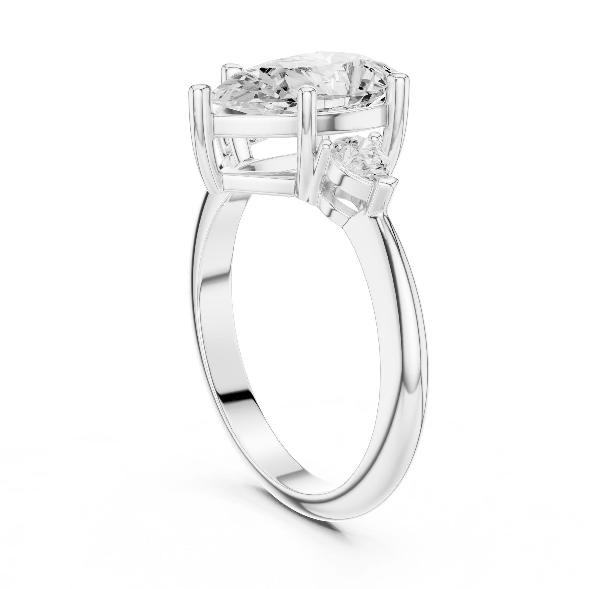 Pear Lab Grown Diamond Three-Stone Engagement Ring