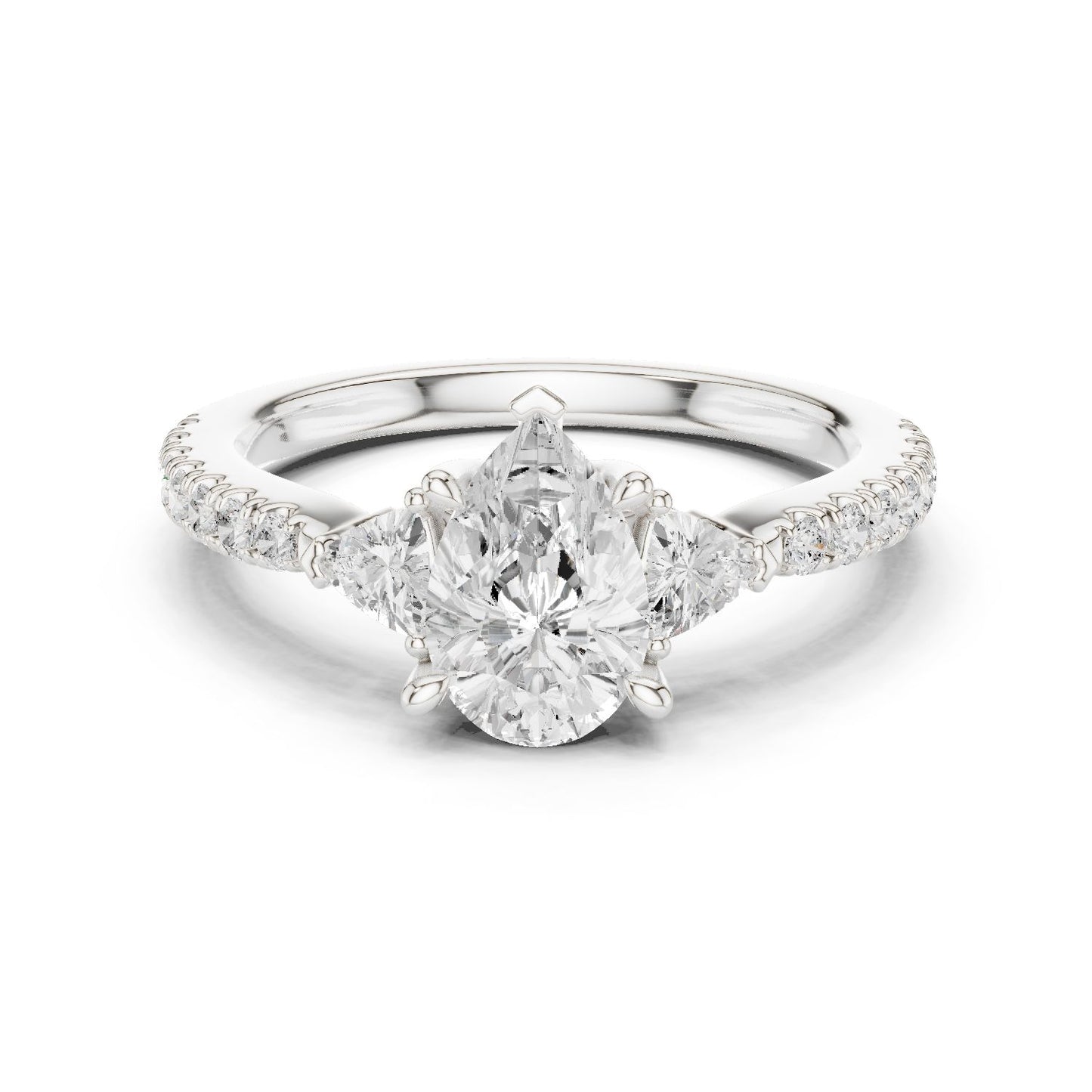 Pear Lab Grown Diamond Three-Stone Engagement Ring