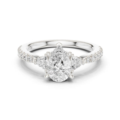 Pear Lab Grown Diamond Three-Stone Engagement Ring