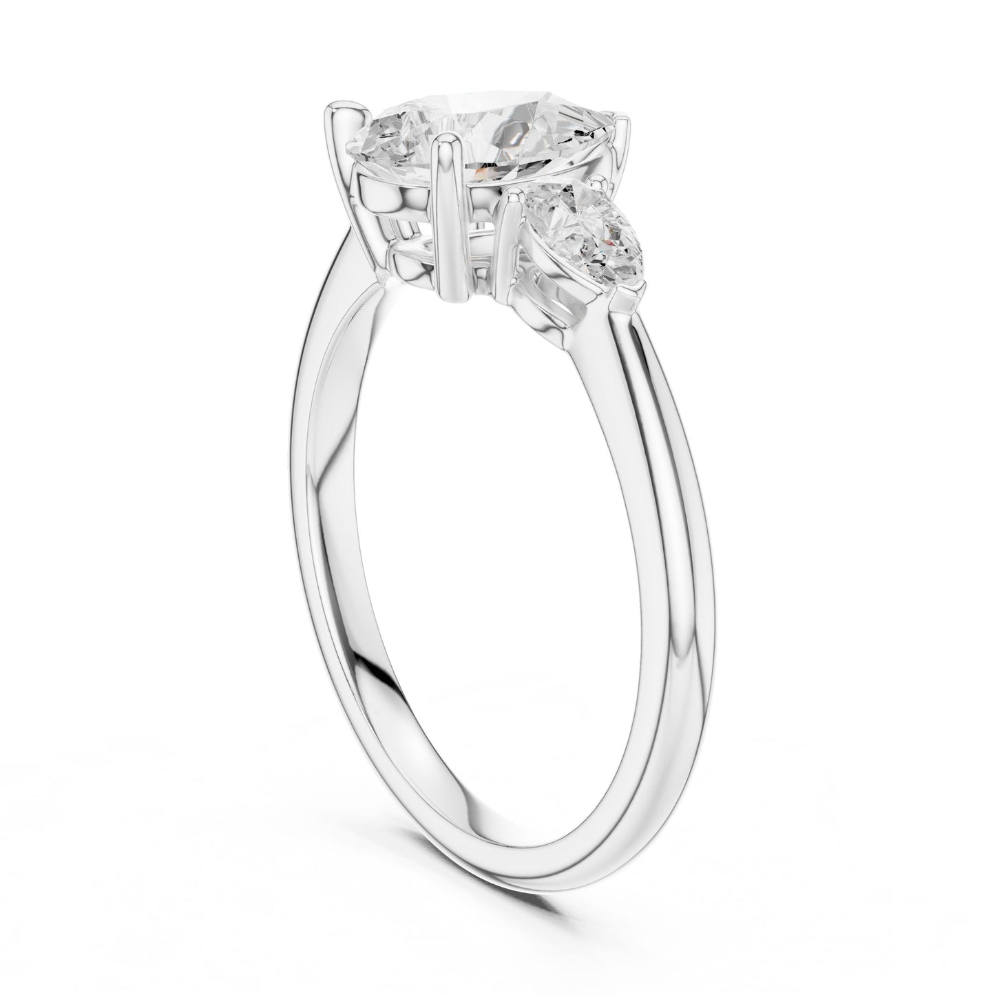 Pear Lab Grown Diamond Three-Stone Engagement Ring