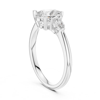 Pear Lab Grown Diamond Three-Stone Engagement Ring