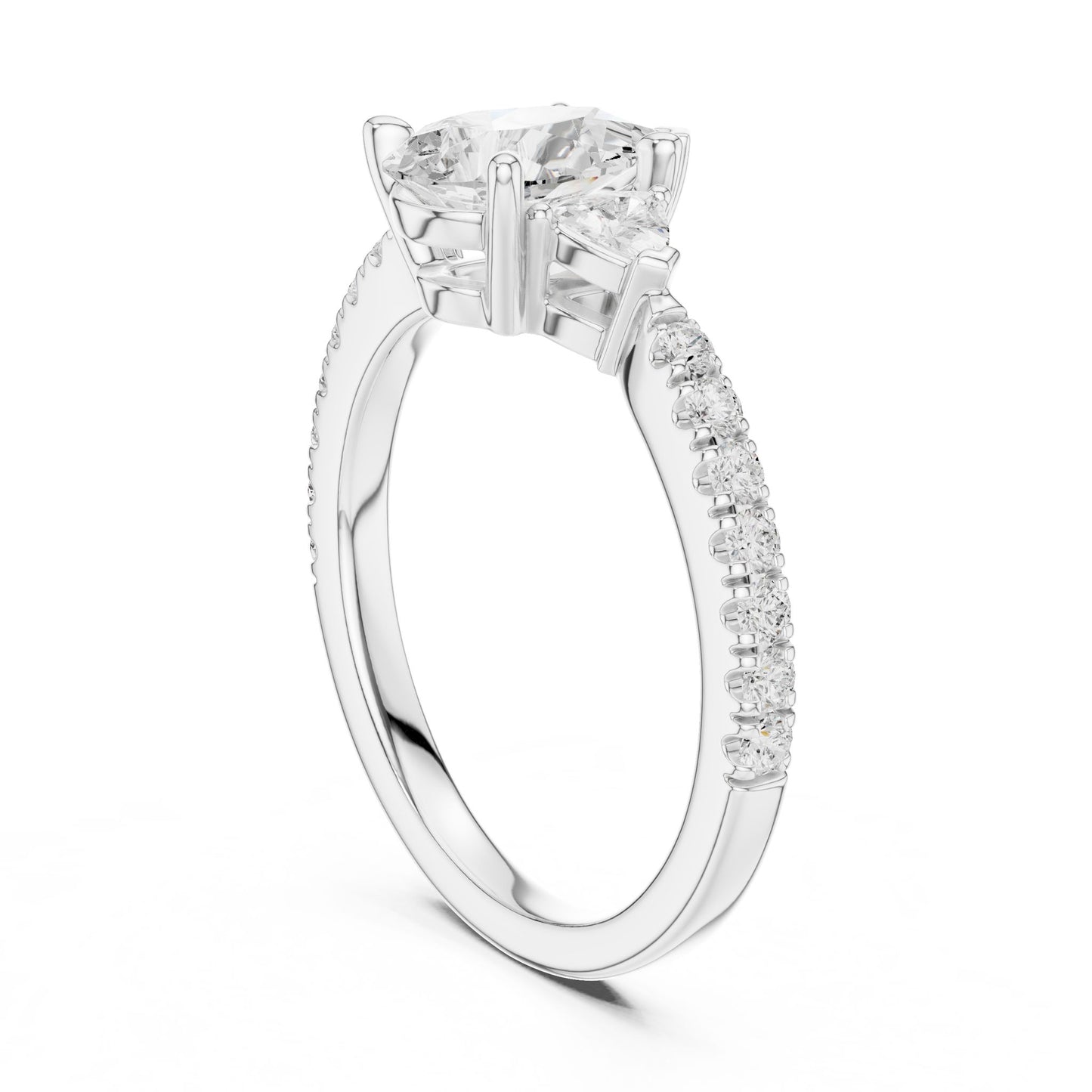 Pear Lab Grown Diamond Three-Stone Engagement Ring