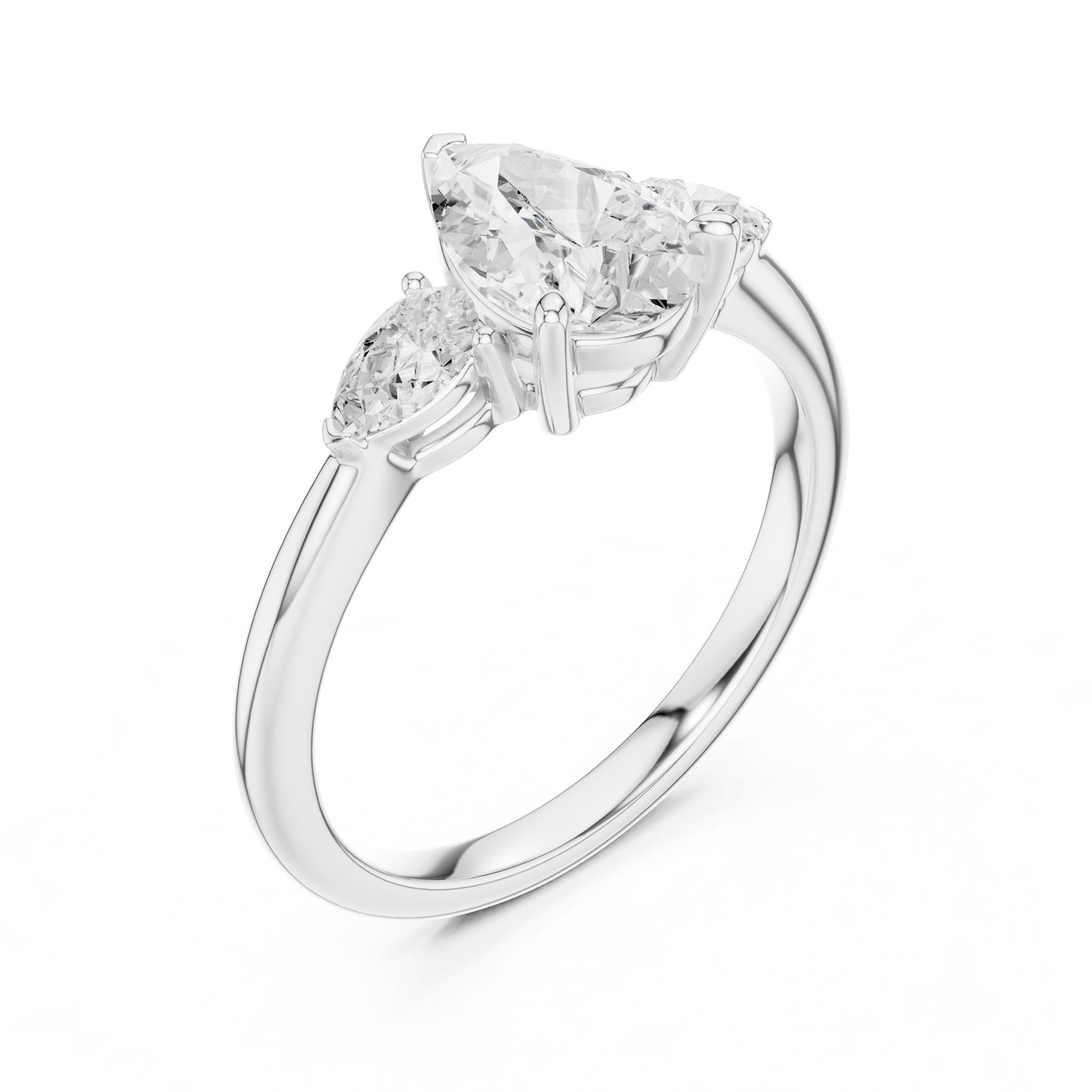 Pear Lab Grown Diamond Three-Stone Engagement Ring
