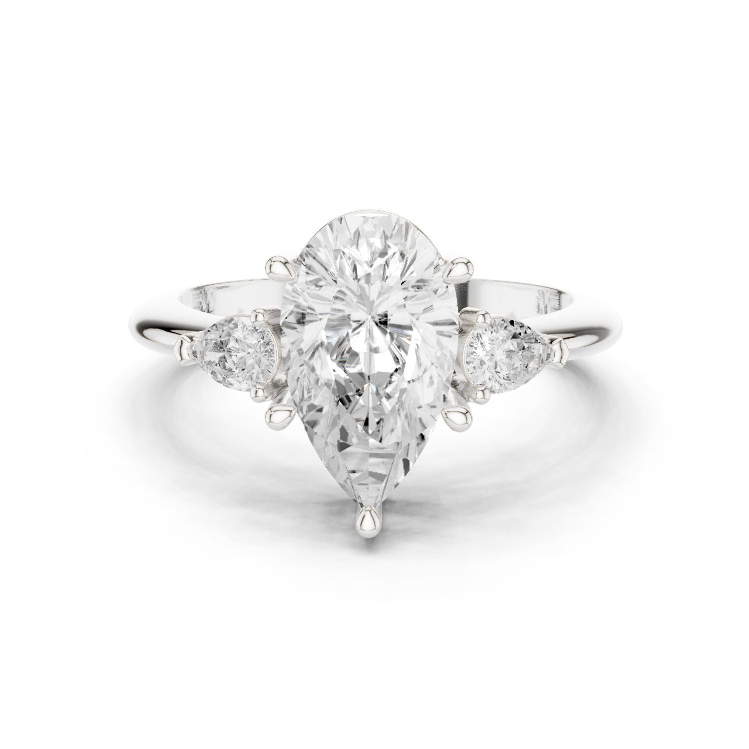 Pear Lab Grown Diamond Three-Stone Engagement Ring