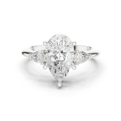 Pear Lab Grown Diamond Three-Stone Engagement Ring