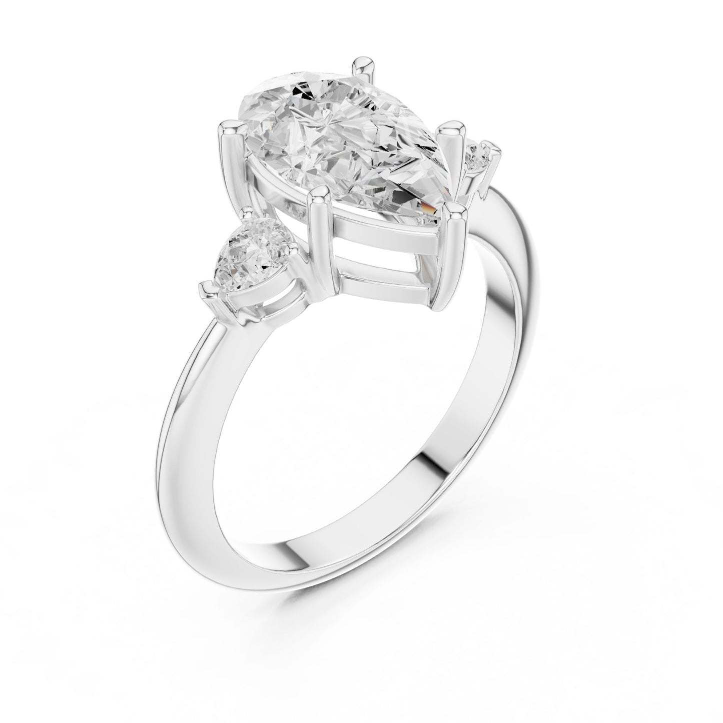 Pear Lab Grown Diamond Three-Stone Engagement Ring