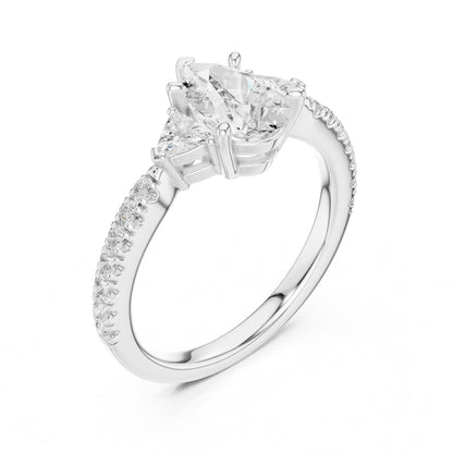 Pear Lab Grown Diamond Three-Stone Engagement Ring
