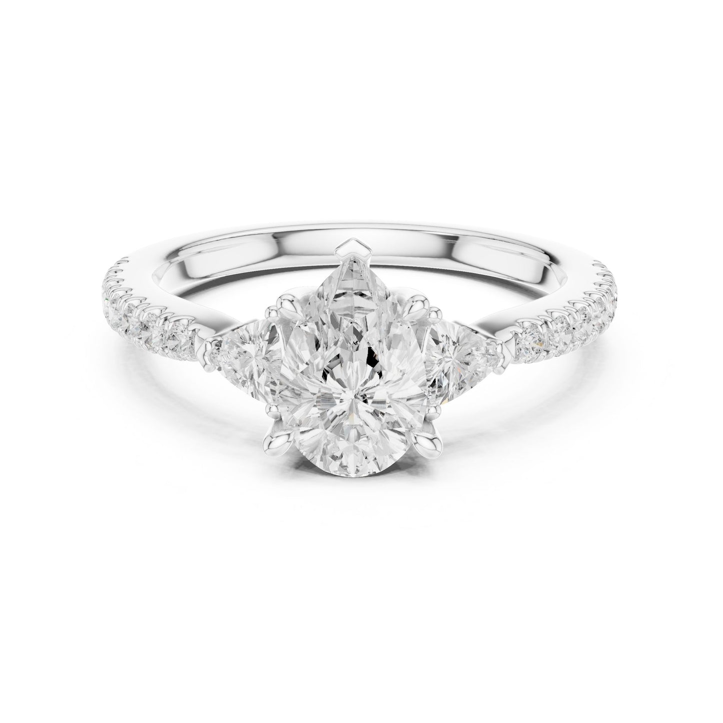 Pear Lab Grown Diamond Three-Stone Engagement Ring