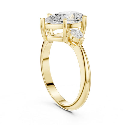Pear Lab Grown Diamond Three-Stone Engagement Ring