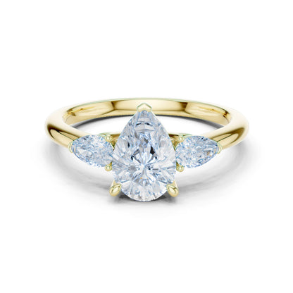 Pear Lab Grown Diamond Three-Stone Engagement Ring