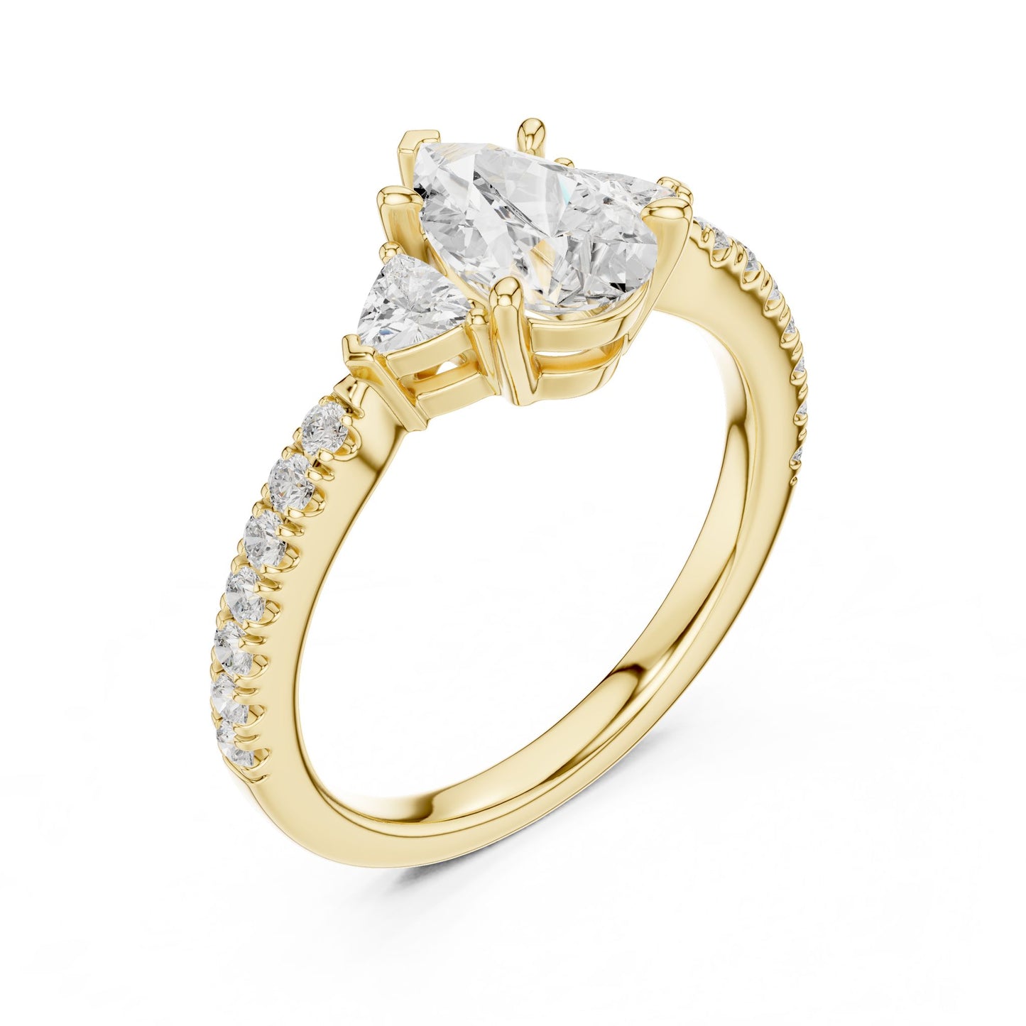 Pear Lab Grown Diamond Three-Stone Engagement Ring