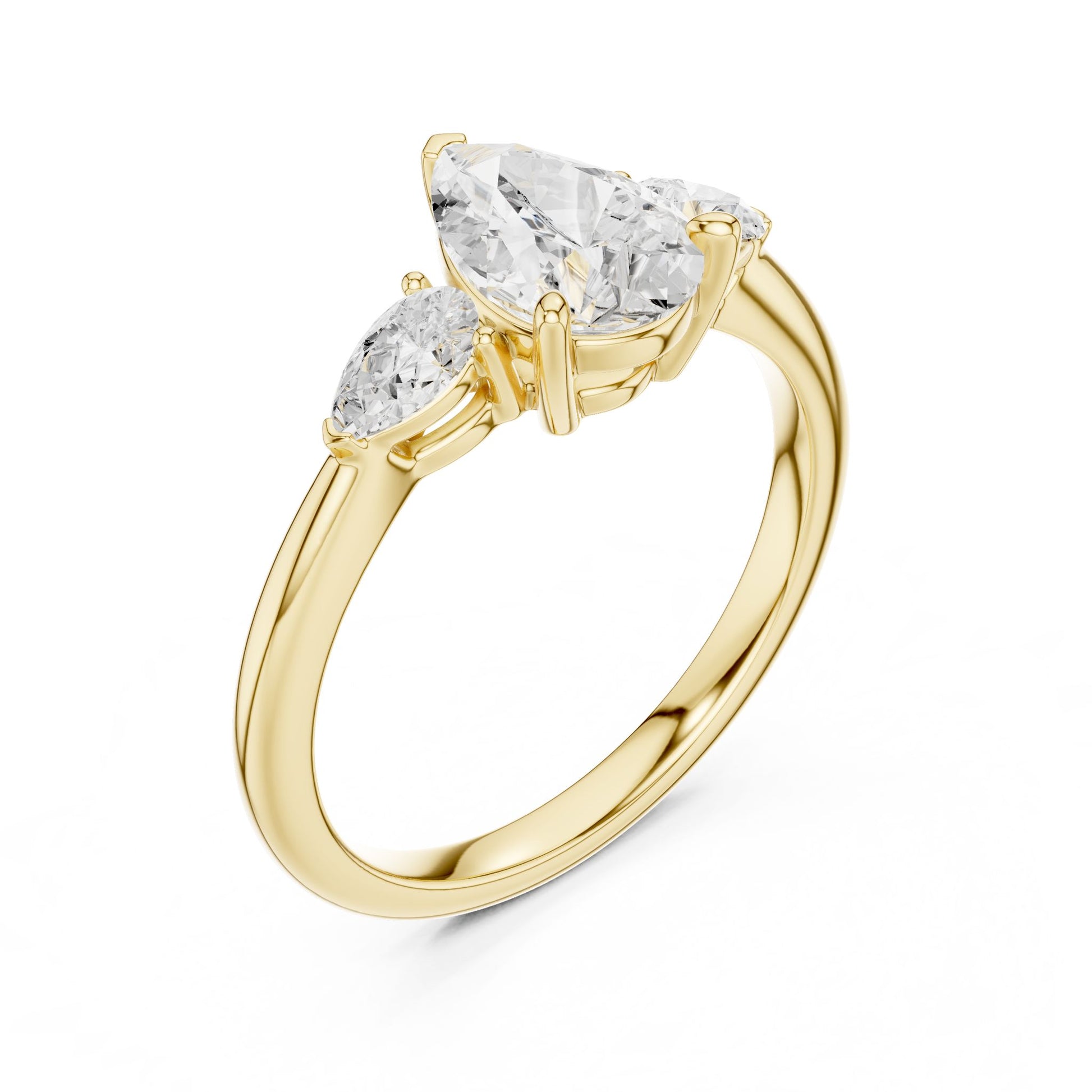 Pear Lab Grown Diamond Three-Stone Engagement Ring